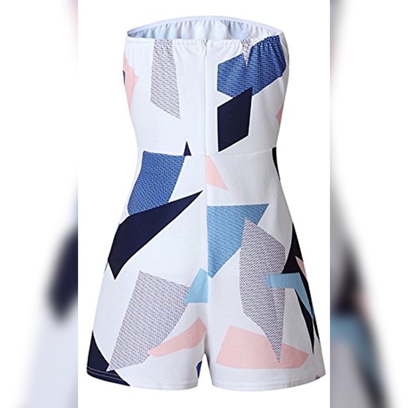 Geometric Print Sleeveless Summer Shorts Romper - Picture 3 of 4